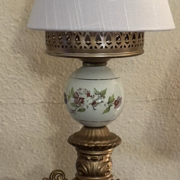 Vtg Electric Table Lamp Cherub Putti Italian Gold Tole Candelabra Prisms 27” - Picture 11 of 16